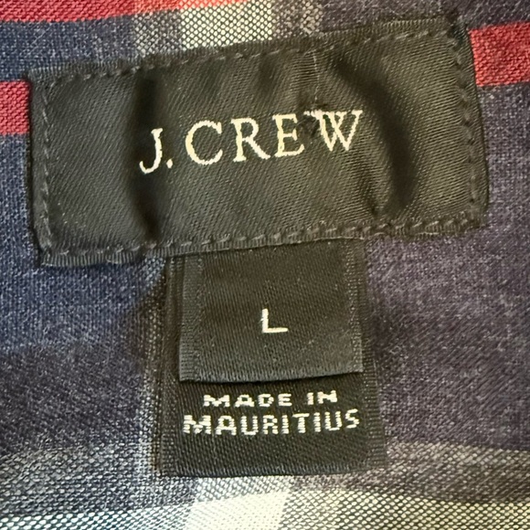 J.Crew Men’s Plaid Button-Down Shirt Red Navy Gray | Size L - Picture 2 of 9
